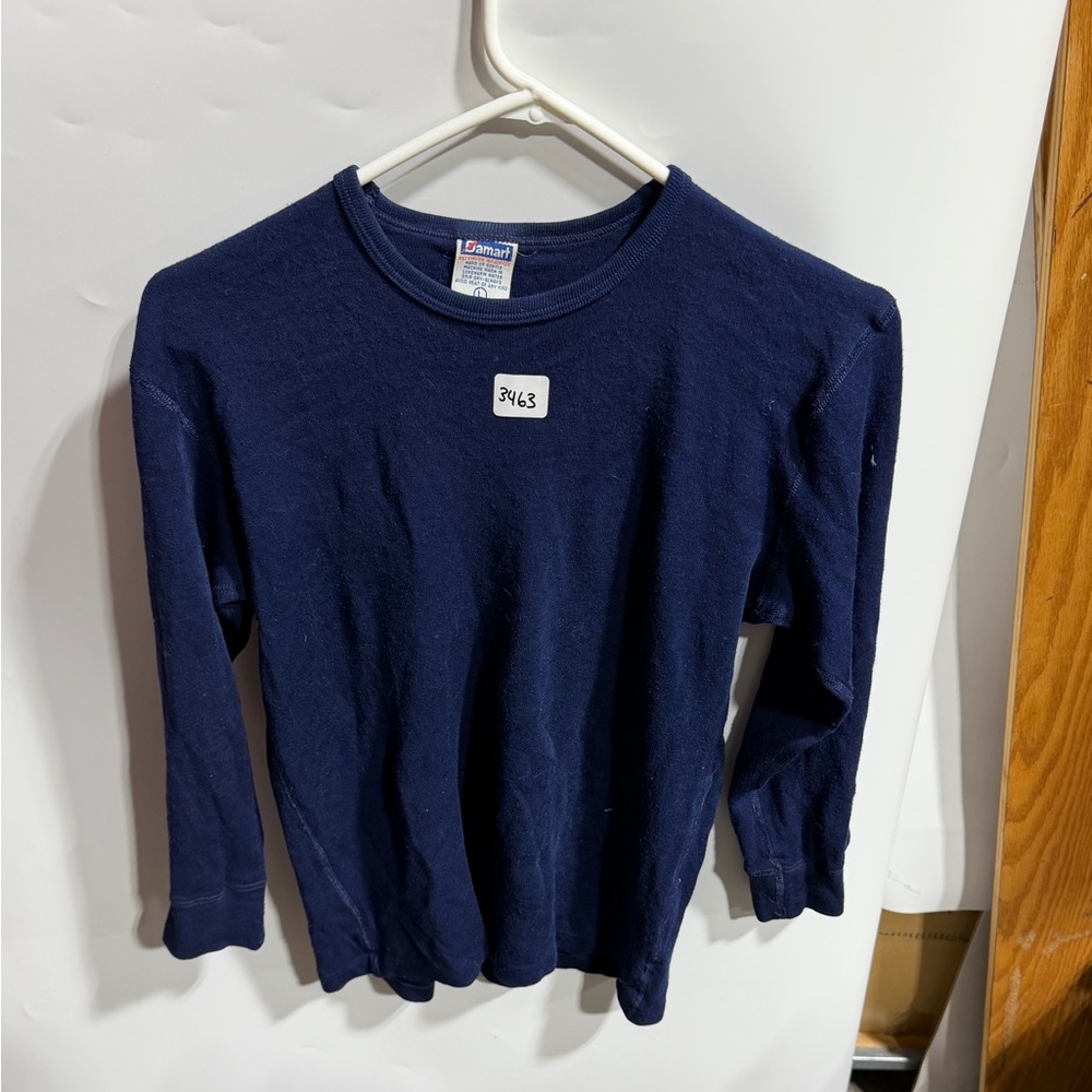 #3463-Navy Long-Sleeve Thermal Tee for Kids